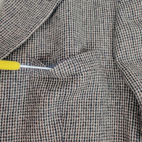 Craig Scott Mens size 44R Brown Tweed Wool Blazer Jacket w/ Elbow Patches Vtg - Picture 6 of 12
